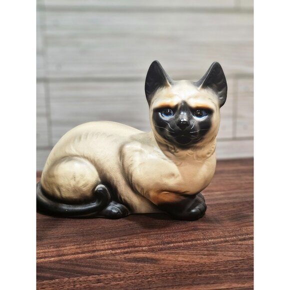Set of 2 Vintage Ceramic Siamese Cat Figurines - Picture 2 of 10